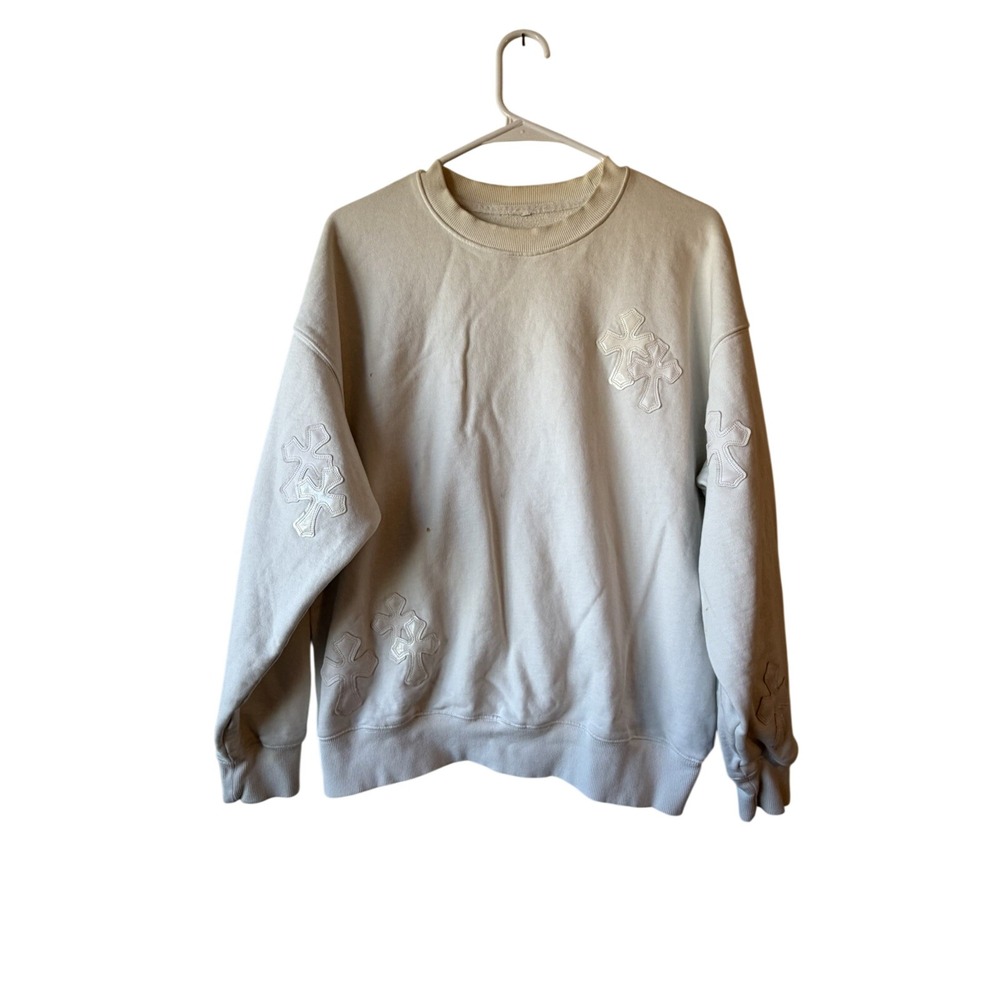 Chrome Hearts Style White Crewneck‎ - Cross Patch Design M